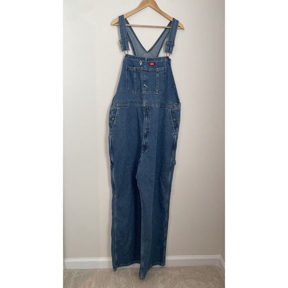 Dickies Other - Dickies Bib Overalls Blue Denim Carpenter Workwear Baggy USA Conductor Men 40x32